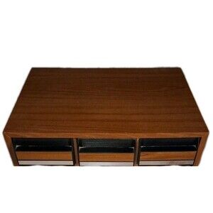 Vintage 39 Cassette Tape Storage Holder Case 3 Drawer Faux Wood Grain Cabinet